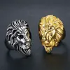 Real Stainless Steel Men Women Hip Hop Rings Lion Face Trendsetter Nightclub Singer Punk Finger Jewelry Gold Steel Size 7-14