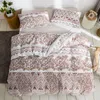 Sängplåtsuppsättningar Monterade platta 3 st Brown Twin Double Queen King Bedding Set Teenager Kids Quilt Cover Bed Pillowcases