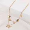 Boho podwójna warstwa naszyjnik ładny motyl Choker Naszyjnik dla kobiet Gold Color Clavicle łańcucha Moda żeński Chocker Jewelry Nowy