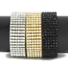 Mode Mens 6 Row Gold Black Silver Iced Out Hip Hop Armband Simulated Diamonds Bling Bling Jewelry High Promotion ER9Q3894075