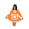 Plus Size Halloween Anime Maid Mini Jurk Dames Ruffle Trim A-lijn Vestido Lovely Servant Lolita Heart Pattern Cosplay Kostuum