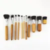 Bamboo Handle Makeup Brush Suit Natural Log Color Small Wooden Black Brushes Set Lady Beauty Environment Friendly Popular 12 5xy G2