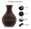 USB Ultrasonic Air Humidifier Wood Grain Aroma Essential Oil Diffuser for Home Office with 7 Colors LED Light free DHL