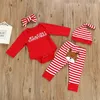 11 stilar Jul Baby Kläder Satser Spädbarn Xmas Outfits Santa Claus Elk Skriv ut Kläder Plaidbyxor Hatt Set Toddler Boy Girls Passar M2266