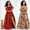 2020 Nyheter Ankara Style Afrikanska kläder Dashiki Print Top Kjolar Fashion Feather Party Afrikanska Klänningar För Kvinnor Robe Africaine CX200813
