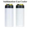 12oz Sublimation Can Cooler 335ml DIY Heat Transfer Slim Straight Cup Can Insulator Stainless Steel Double Wall Beverage Can Cold Keeper A02