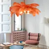 Nordic Light Luxury Creative Clothing Ctore G9 All Copper LED Chandelier Romantic Princess Bedroom Ostrich Feather Hanging Lamp