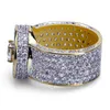Męski Hip Hop Gold Ring Biżuteria Moda Crystal Symulacja kamieni szlachetnych