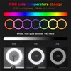 LED 10 inch Selfie Ring Light Holder RGB Lamp Photography Night Flash With Mini 19cm Stand Tripod for Mobile Phone Studio YouTube Video Live