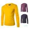 Fashion-V Neck Långärmad Fleece Mens Tröja Höst Pullover Solid Färg Mens Designer Sticka Man Kläder