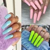 False Nails 24100 Pcs Solid Color Long Coffin Fake Art UV Acrylic Manicure Full Nail Tips Press On3320059