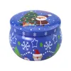 Xmas Tinplate Box Рождество Санта Снеговик Лось Распечатать конфеты Чай Чай Свеча Коробка Ароматерапия Свеча JAR XMAS Подарочная коробка для хранения