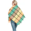 Luxus-gestrickter Frühlings-Winter-Frauen-Schal, karierter warmer Kaschmir-Schal, Halstuch, Halstuch, Pashmina, Damen-Wickelmode, Decke, übergroß, Tartan