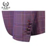 Daro New Men Suit 3 조각 Fashion Plaid Suit Slim Fit Blue Purple Wedding Dress Suits Blazer Pant and Vest 200922221b
