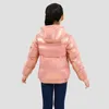Jaqueta sopradora para meninos e meninas, casacos para crianças com capuz, jaqueta bolha metálica, leve, roupas externas embaláveis3395873