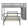 EU Stock de 2020 Grey Twin Size Com Cama Twin com escada e Guard Rail, Bed completa com prateleiras para adultos dos miúdos LP000021AAE