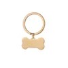 100% rostfritt stål Dog bennyckelring tomt för graveringsmetall Dog Bone Charm Key Chain Mirror Polerad Hela 10st1277b3251156