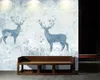 3d Animal Wallpaper 3d Modern Wallpaper Auspicious Deer in the Blue Forest Retro Living Room Bedroom Wallcovering HD 3d Wallpaper