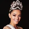 2020 Miss Universe Crown Full Round Regulowany Pearl Peakcock Feather Tiara Pageant Re