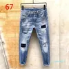 Hot sale-20ss mens jeans denim pantaloni strappati neri moda skinny stile rotto bici moto rock revival jean