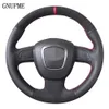 DIY Black Genuine Leather Suede Car Steering Wheel Cover for Audi A5 2008-2010 A3 8P 2008-2013 A6 C6 A4 B8 2008-20102742