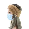 Gestricktes Stirnband für Frauen aus warmer Wolle, Kreuz-Stirnbänder, Strick-Kopfbedeckung mit Knopf für Ohrenschutz, Designer-Maskenhalter, Haarspitze, 6475917