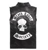 Crâne Biker Gilet Hommes Punk Patches Patchwork Denim Gilet Squelette Broderie Slim Fit Gilet Noir Hip Hop