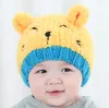 Gorro de invierno grueso y cálido para niños, gorros de punto con Cable elástico suave, gorro Doug, gorro de esquí para niña, gorros con orejas de oso pequeño