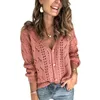 Kvinnors Knits Tees Europa och Amerika Sweater Cardigan Ladies Solid Color Hollow V-Neck Womens Tröjor Sticka kvinnor