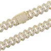 12mm Cuban Link Chains Necklace Fashion Gold cz Hiphop Jewelry Bling AAA Zircon 2 Row Iced Out Necklaces Choker For Women