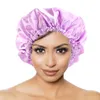 Girl Shower Cap Satin Bath Hat Double Layer Hair Cover Adjustable Elastic Band Headwear Salon Makeup Hair Accessories Waterproof