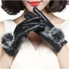 2 pièces/paire 3 lignes noir hommes gants en gros hommes luxueux en cuir PU épais hiver bouton écran tactile cachemire gaiement équitation