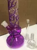 25 CM 10 Inch Premium Glow in the Dark Purple Hookah Water Pipe Bong Glass Bongs With Stem US Warehouse