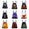 Halloween Polyester Kordelzug Taschen Scary Horror Ghost Kürbis Studenten Tragbare Rucksack Taschen Outdoor Kordelzug Einkaufstasche VT1671