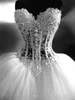 2020 فاخر Ballgown خط فساتين الزفاف كريستال مطرز اللؤلؤ مخصص الحبيب خط العنق الاجتياح قطار تول زفاف الأميرة رداء دي mariee