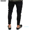 Fashion-Slim Fit Ripped Jeans Men Hi Street Hip Hop Mens Trousers Denim Joggers Byxor Knähål Tvättade förstörda jeans