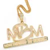 Hip Hop Jewelry Zircon Letter Motivated By Money Pendant Necklace with Rope Chain for Men Women