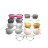 Olhos de gato espelhados lentes planas Moda de moda METAL MULHERES Óculos de sol Womens8215706
