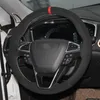 DIY preto sintético Suede cosido à mão Car Steering Wheel Cover para Ford Mondeo Fusão 2013-2019 BORDA 2015-2019