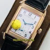 Best version AN Reverso Flip on both sides Dual time zone 2702521 White Dial Cal.854A/2 Mechanical Hand-winding Mens Watch Rose Gold Watches