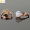 CSJA Round Bead Natural Stones Ring Rose Gold Color Wire Wrap Handgjorda kreativa fingerringar för kvinnlig modeläkning Crystal JE4778543