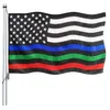 Mince rouge bleu vert ligne drapeau américain 3x5ft polyester extérieur ou intérieur Club impression numérique bannière et drapeaux en gros