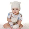 Winter Hat for Baby Girl Warm Newborn Accessories Kids Knit Cap 4 Colors Winter Hat For Kids with Gloves Infant Ear Beanie Cap DWB1100