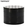 TOPPEUFF 63MM 4 Strati Alluminio Herbal Grinder Black Tobacco Grinder Sharp Diamond Denti Crusher Miller Metal Herb Tobacco Crusher