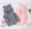 Bébé enfants vêtements Cardigan tricoté à capuche cou couleur unie conception à manches longues tricoté bébé garçon fille vêtements pull