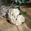 Ramo de flores artificiales, rosa, 9 cabezas, Camelia, flores falsas para bricolaje, hogar, jardín, decoración de boda