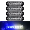 Voiture bleue bleu stroboscopique 6 LED Strobe signal d'avertissement barre d'éclairage barre d'alarme clignotant clignotant éclairé surface mont lighthead lampe 12v-24v