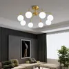 Nordique cuivre simple lustre salon chambre salle à manger verre haricot magique lustre moléculaire AC 100-240V