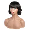 Modern Show Loose Wave Peruansk Remy Hair Human Hair Wig For Women Natural Color Full Machine Made Wigs With Bang8537121