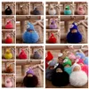 Dormir bébé mignon poupée porte-clés Pompon fourrure de lapin porte-clés Boule Carabiner Porte Femmes Enfants Porte-clés Sac clé Pendentif Anneau Faveur